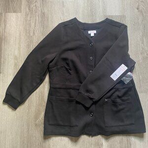 koi Essentials Clarrisa Women's 2-Pocket STRETCH Button Front V-Neck